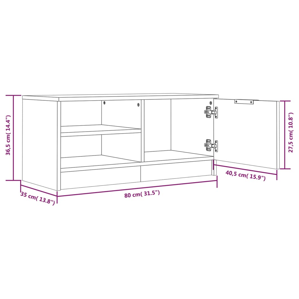 Meuble TV Blanc 80x35x36,5 cm Bois d'ingénierie - XIOS