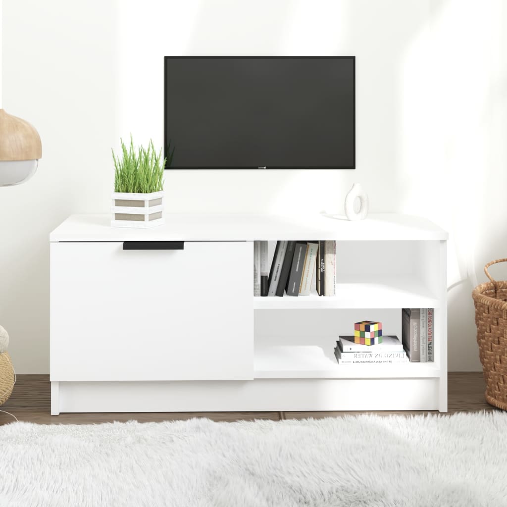 Meuble TV Blanc 80x35x36,5 cm Bois d'ingénierie - XIOS