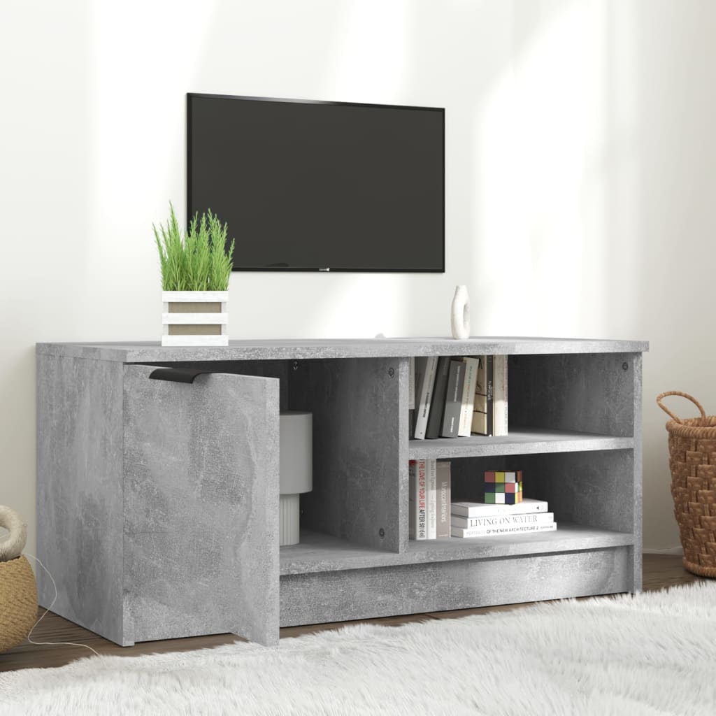 Meuble TV Gris béton 80x35x36,5 cm Bois d'ingénierie - XIOS