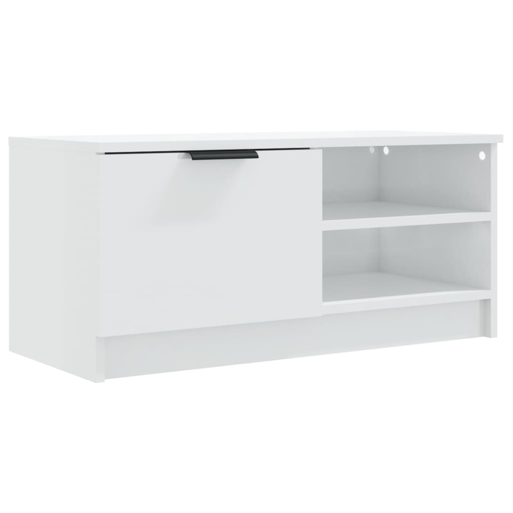 Meuble TV Blanc brillant 80x35x36,5 cm Bois d'ingénierie - XIOS