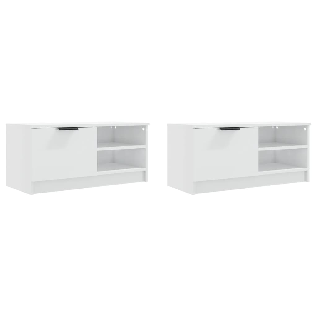 Meubles TV 2 pcs Blanc brillant 80x35x36,5 cm Bois d'ingénierie - XIOS