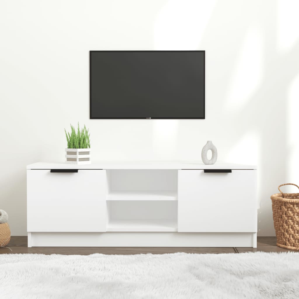 Meuble TV Blanc 102x35x36,5 cm Bois d'ingénierie - XIOS