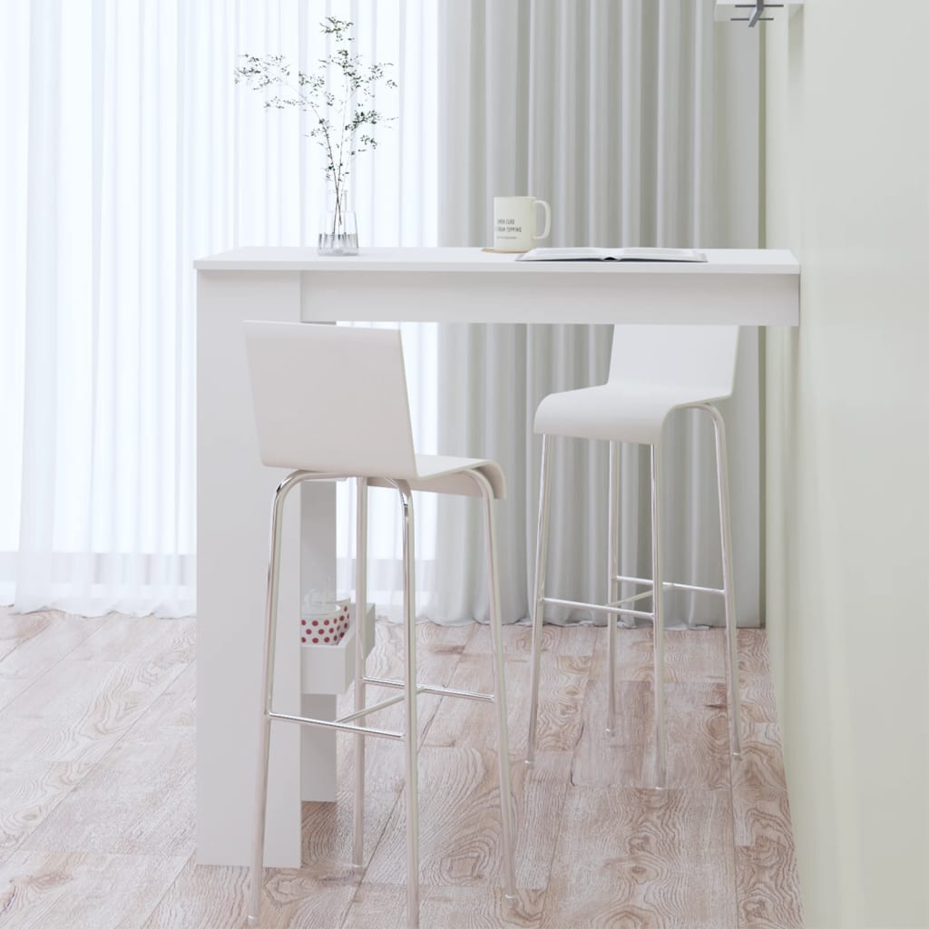 Table de bar murale Blanc 102x45x103,5 cm Bois d'ingénierie - XIOS