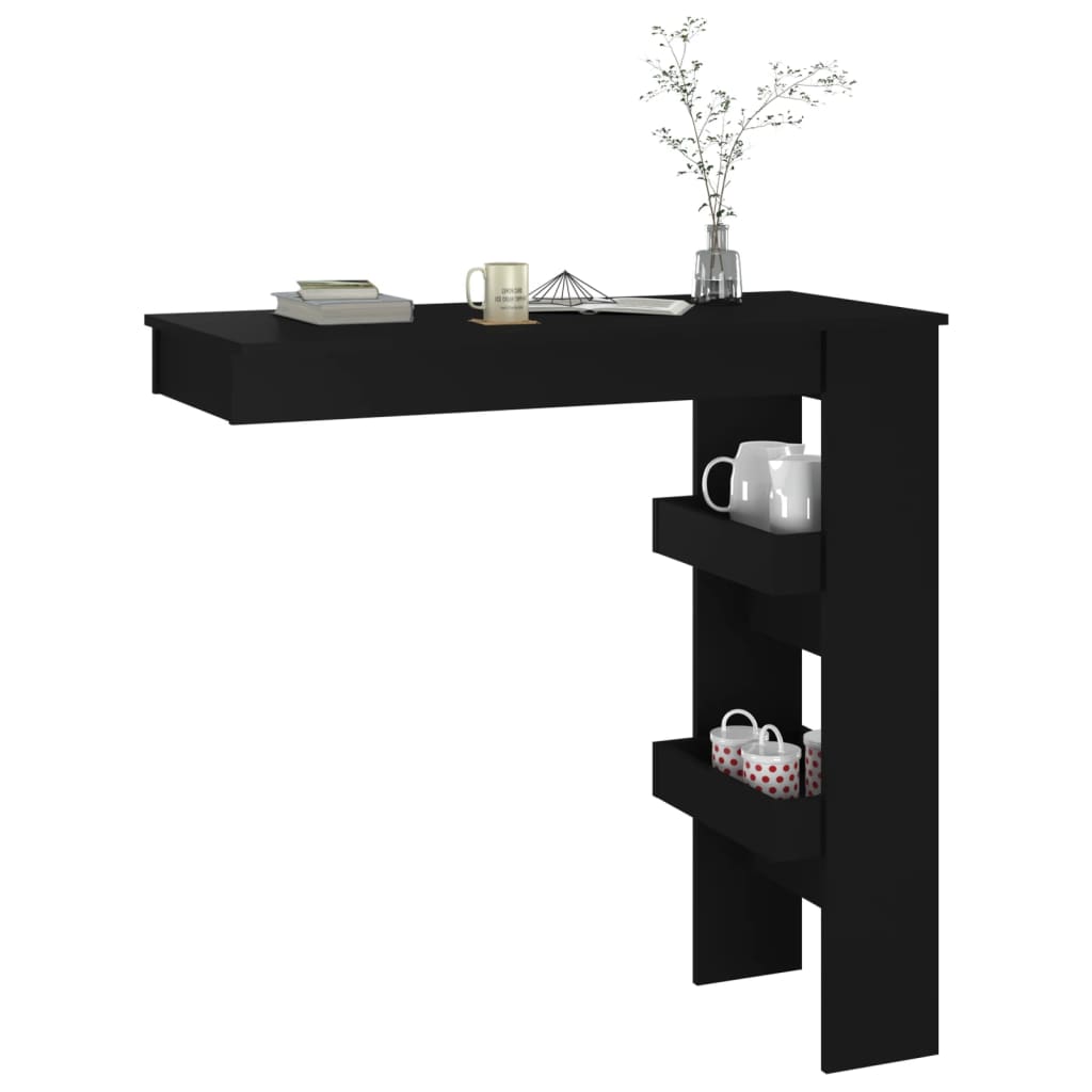 Table de bar murale Noir 102x45x103,5 cm Bois d'ingénierie - XIOS