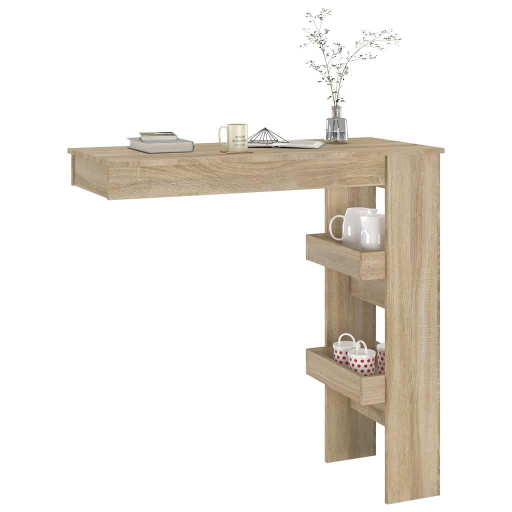 Table bar murale Chêne Sonoma 102x45x103,5 cm Bois d'ingénierie - XIOS