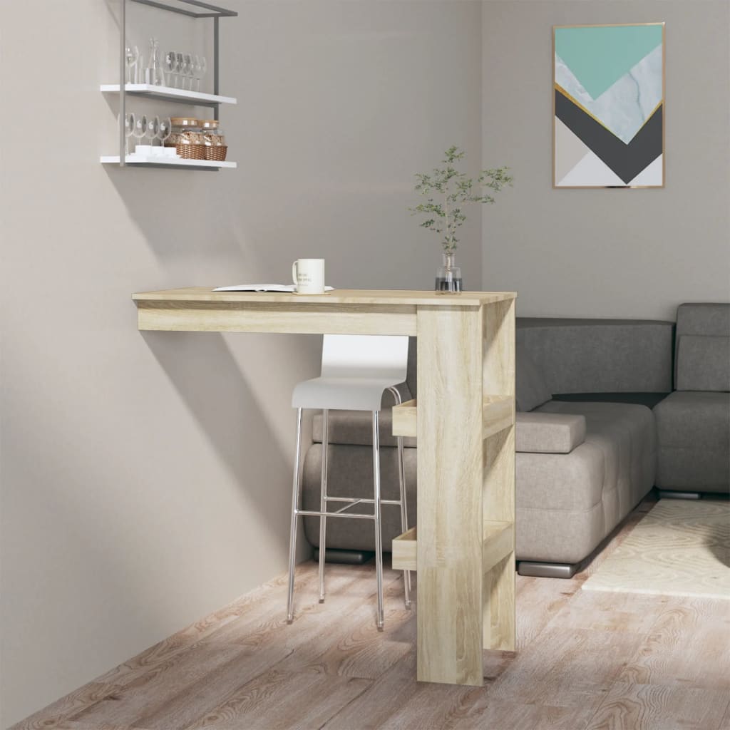 Table bar murale Chêne Sonoma 102x45x103,5 cm Bois d'ingénierie - XIOS