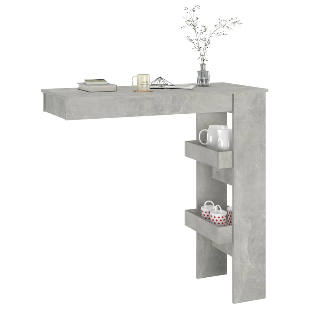 Table de bar murale Gris Béton 102x45x103,5cm Bois d'ingénierie - XIOS