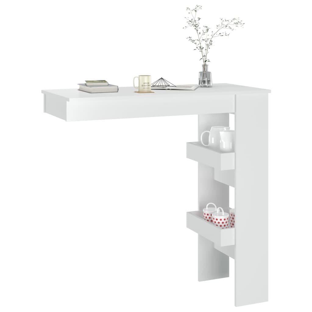 Table bar mural Blanc Brillant 102x45x103,5cm Bois d'ingénierie - XIOS