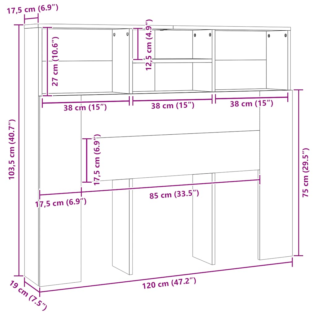 Armoire de tête de lit Chêne sonoma 120x19x103,5 cm - XIOS