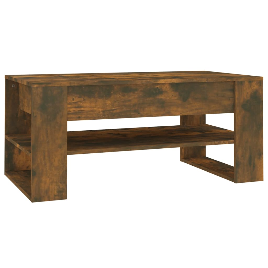 Table basse chêne fumé 102x55x45 cm bois d'ingénierie - XIOS