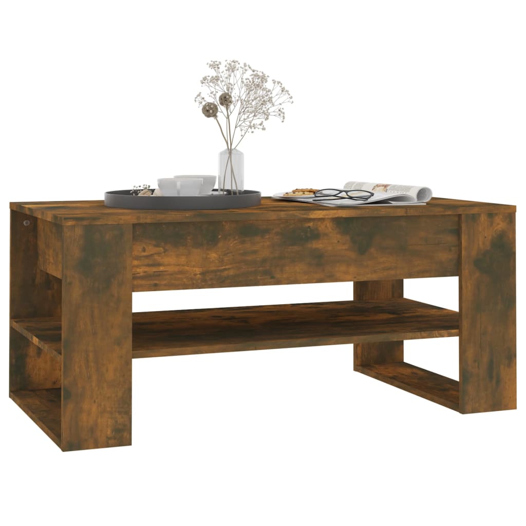Table basse chêne fumé 102x55x45 cm bois d'ingénierie - XIOS