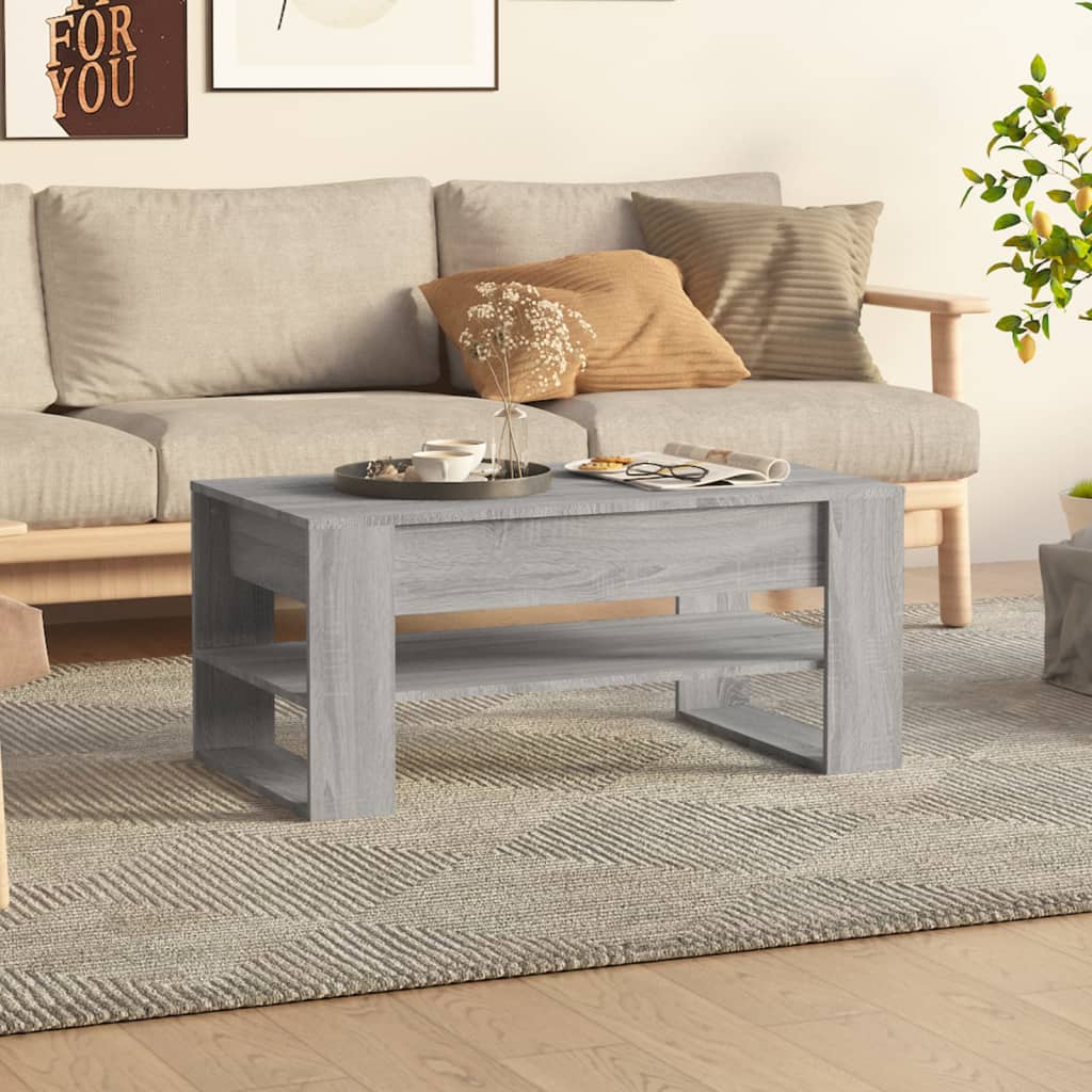Table basse sonoma gris 102x55x45 cm bois d'ingénierie - XIOS