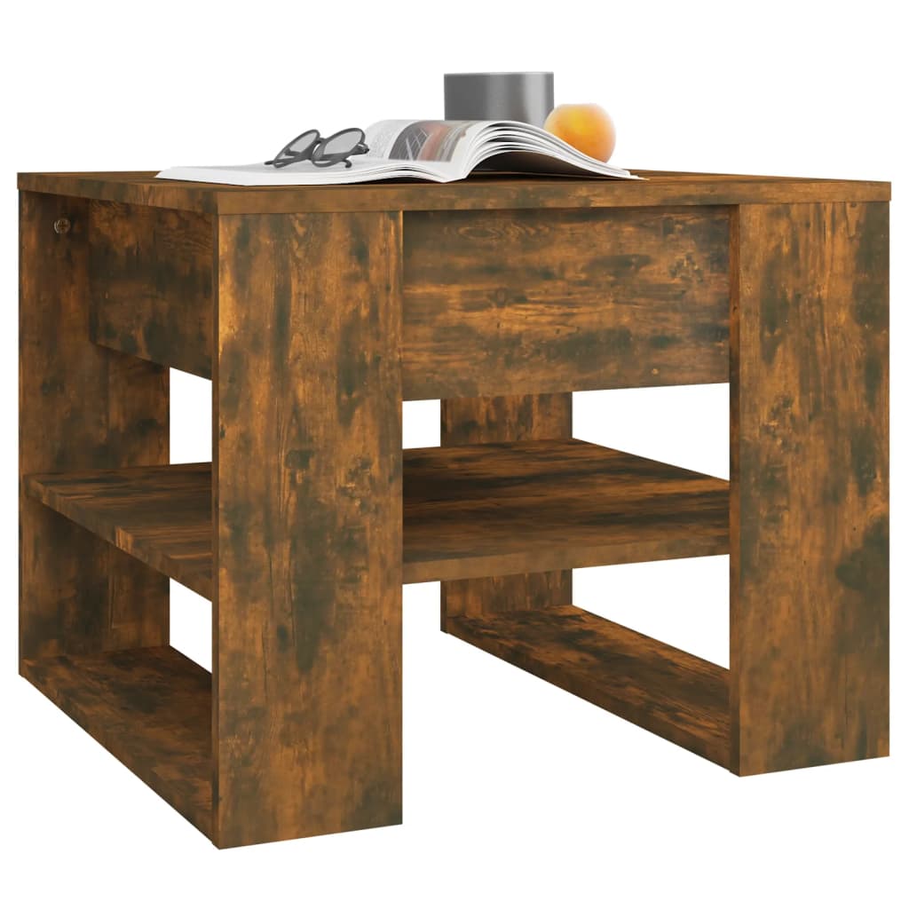 Table basse chêne fumé 55,5x55x45 cm bois d'ingénierie - XIOS