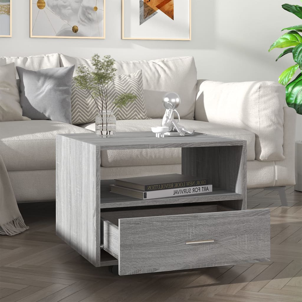 Table basse sonoma gris 55x55x40 cm bois d'ingénierie - XIOS