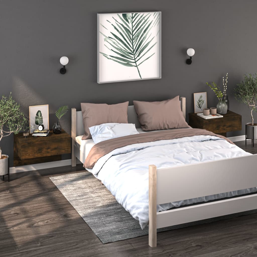 Tables de chevet murales 2 pcs Chêne fumé - XIOS