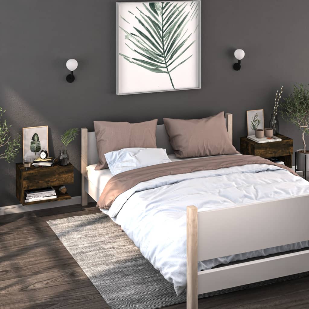 Tables de chevet murales 2 pcs Chêne fumé - XIOS