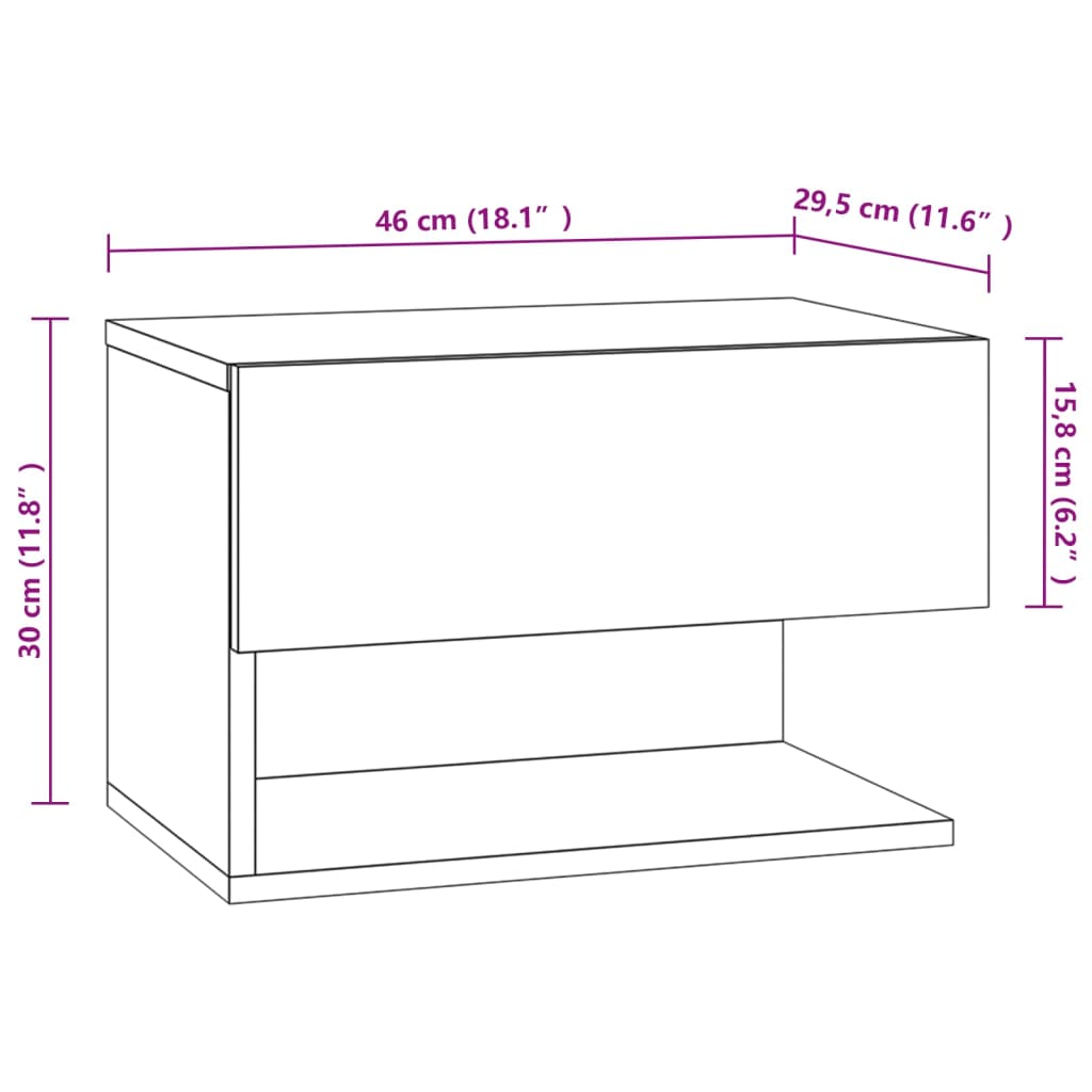 Tables de chevet murales 2 pcs Sonoma gris - XIOS