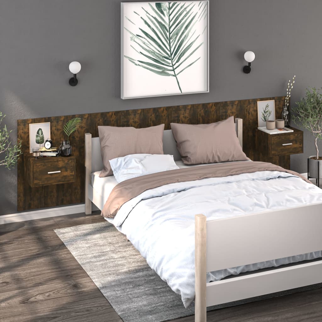 Tables de chevet murales 2 pcs Chêne fumé - XIOS