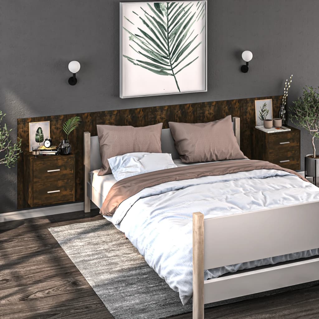 Tables de chevet murales 2 pcs Chêne fumé - XIOS