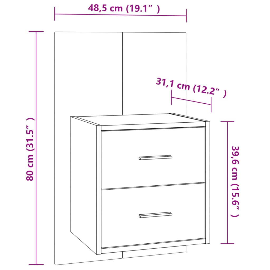 Tables de chevet murales 2 pcs Sonoma gris - XIOS