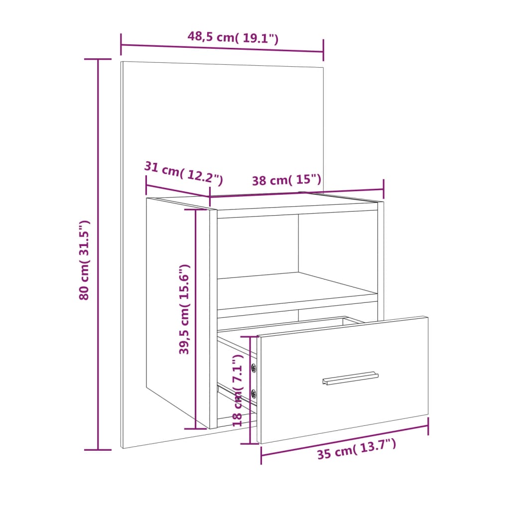 Tables de chevet murales 2 pcs Chêne fumé - XIOS