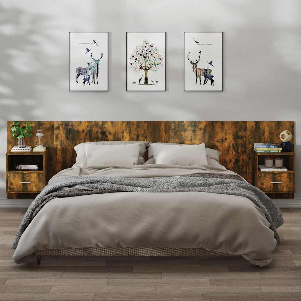 Tables de chevet murales 2 pcs Chêne fumé - XIOS