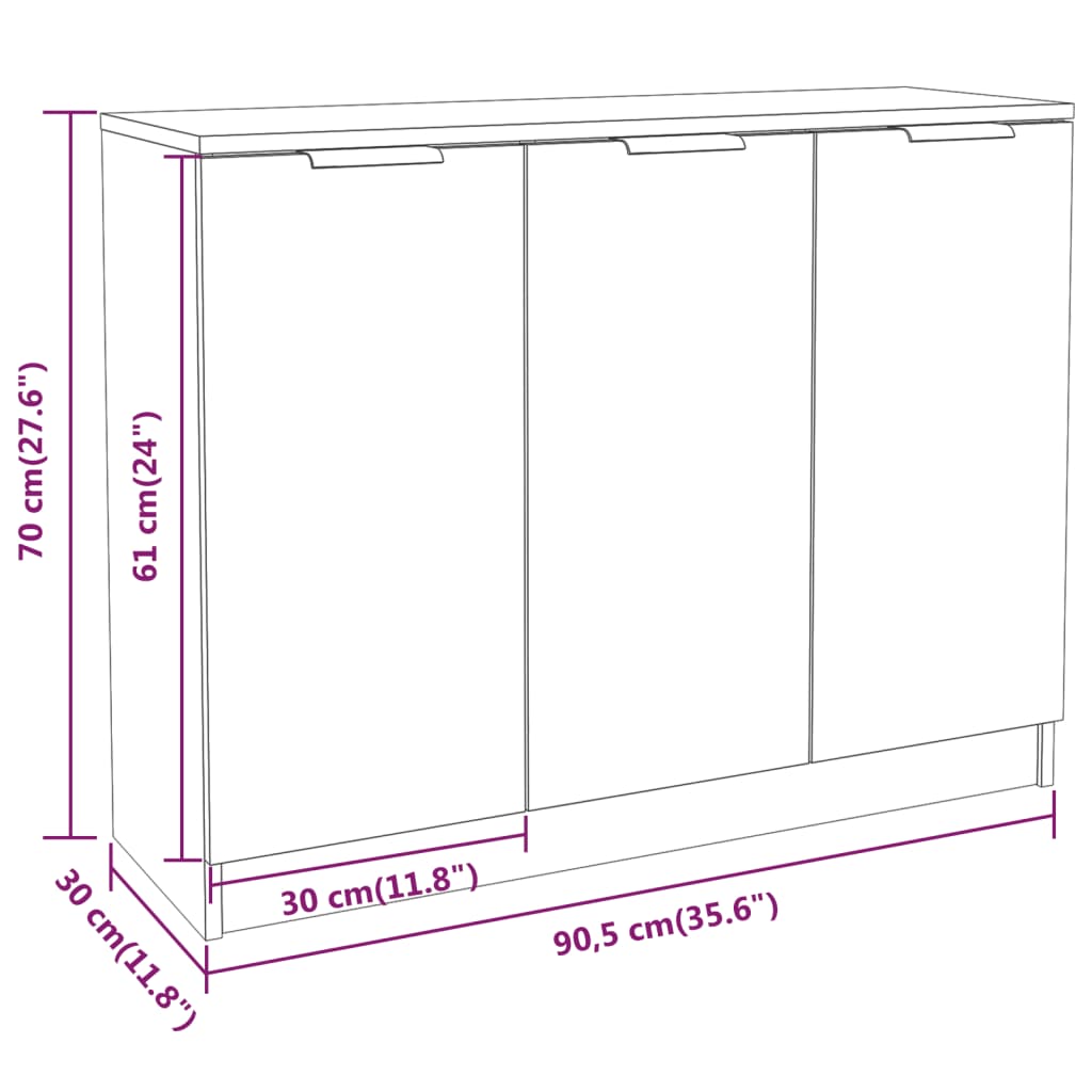 Buffet Sonoma gris 90,5x30x70 cm Bois d'ingénierie - XIOS