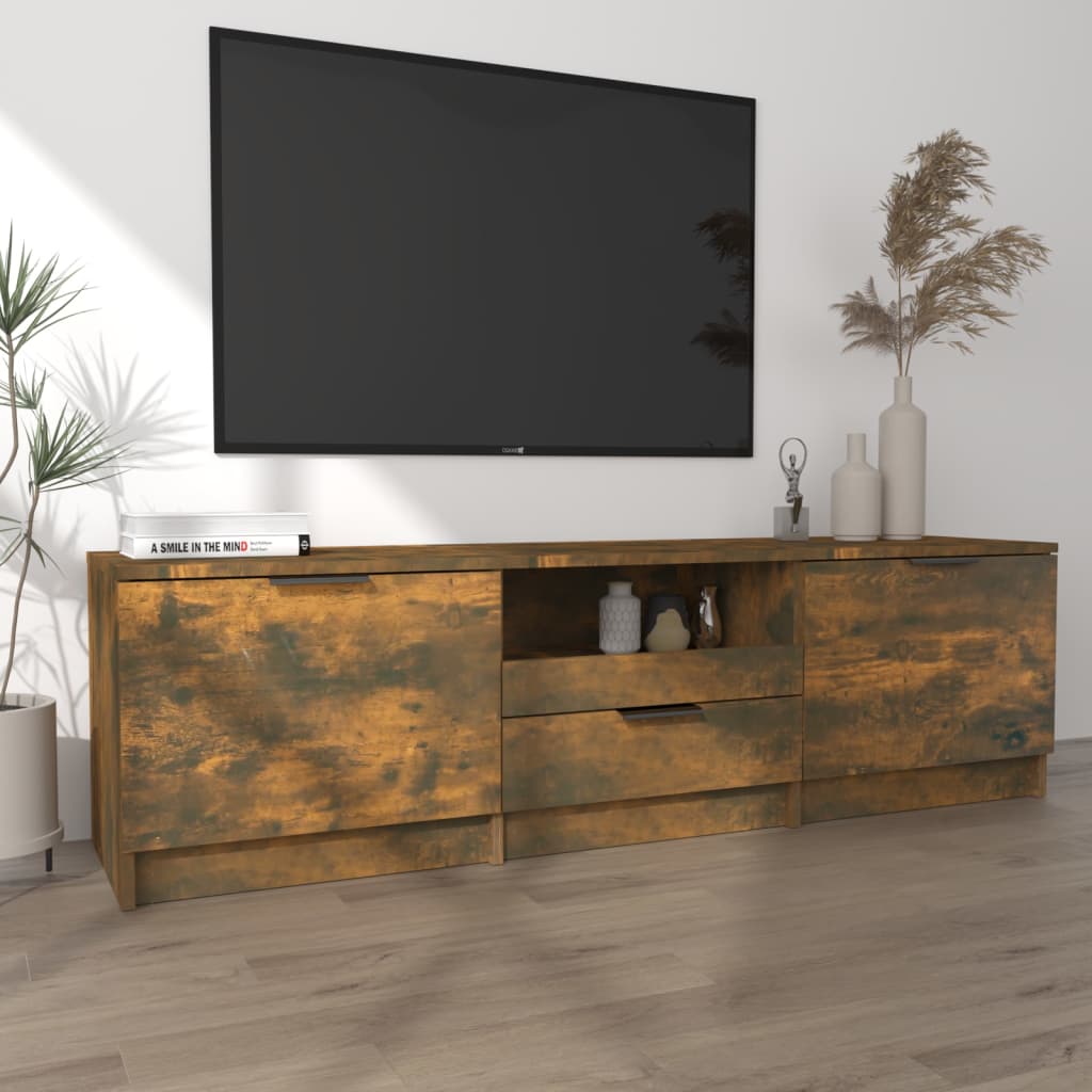 Meuble TV Chêne fumé 140x35x40 cm Bois d'ingénierie - XIOS