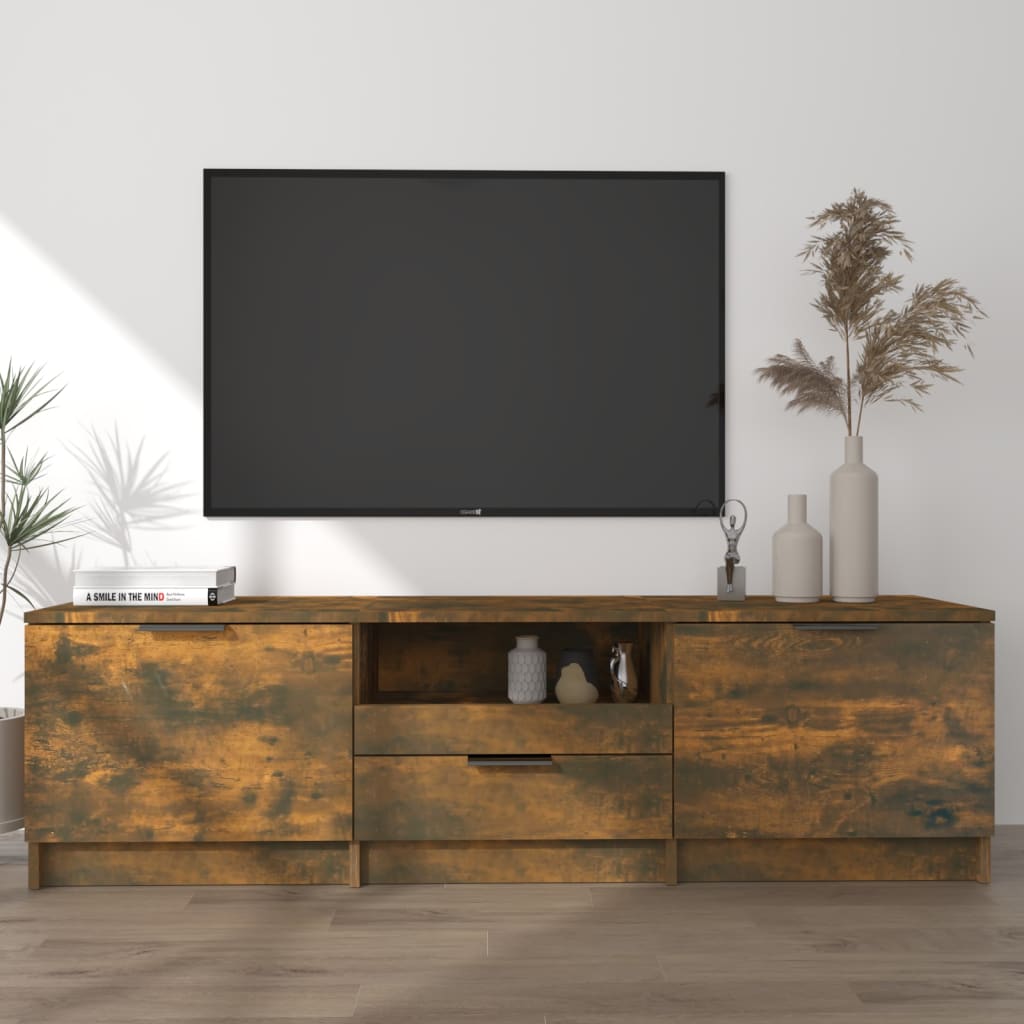 Meuble TV Chêne fumé 140x35x40 cm Bois d'ingénierie - XIOS