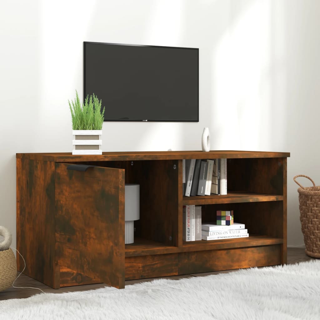 Meuble TV Chêne fumé 80x35x36,5 cm Bois d'ingénierie - XIOS