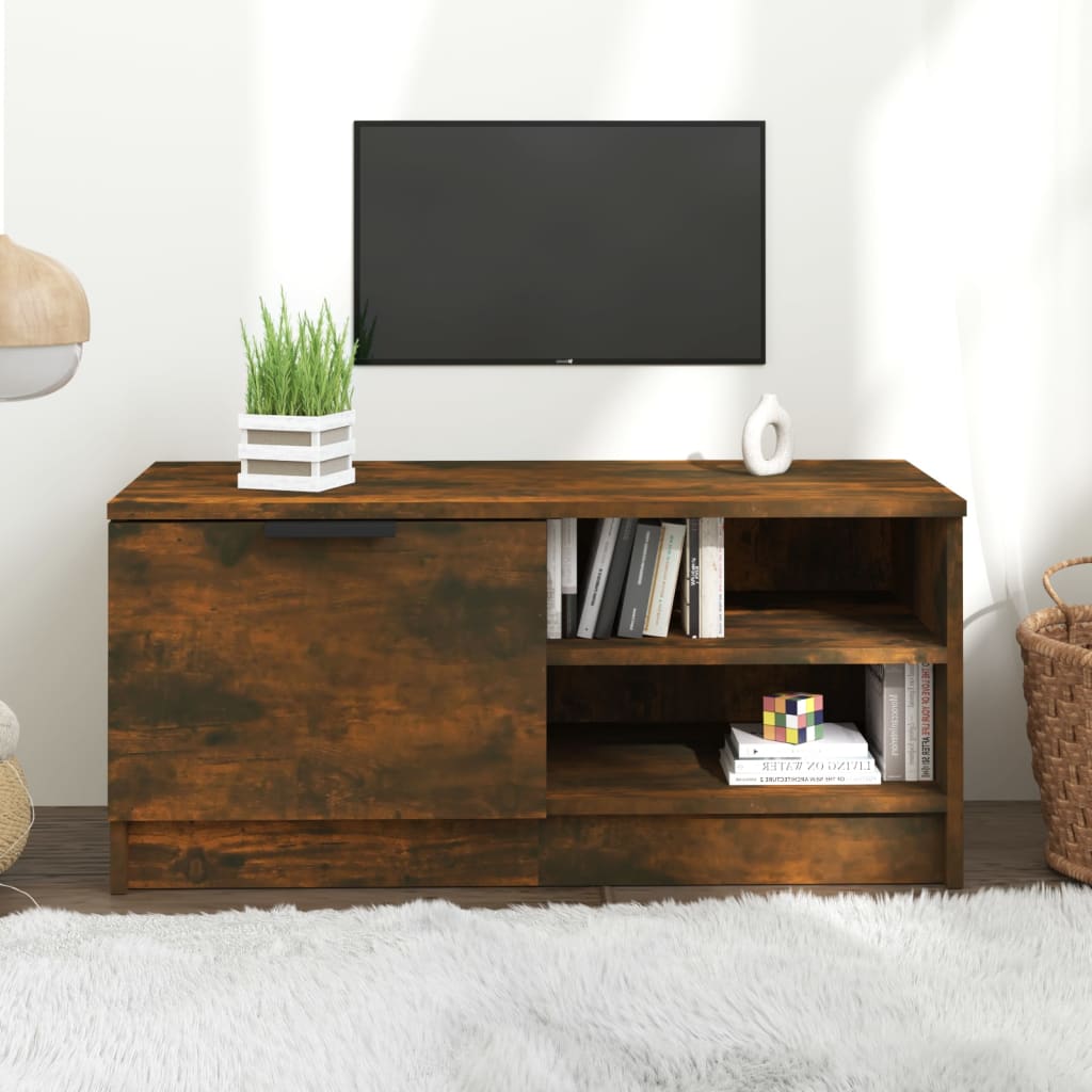 Meuble TV Chêne fumé 80x35x36,5 cm Bois d'ingénierie - XIOS