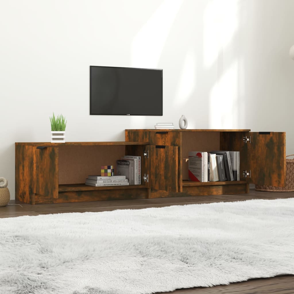 Meuble TV Chêne fumé 158,5x36x45 cm Bois d'ingénierie - XIOS
