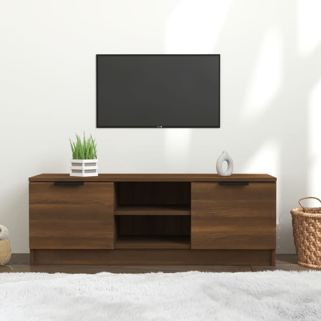 Meuble TV Chêne marron 102x35x36,5 cm Bois d'ingénierie - XIOS