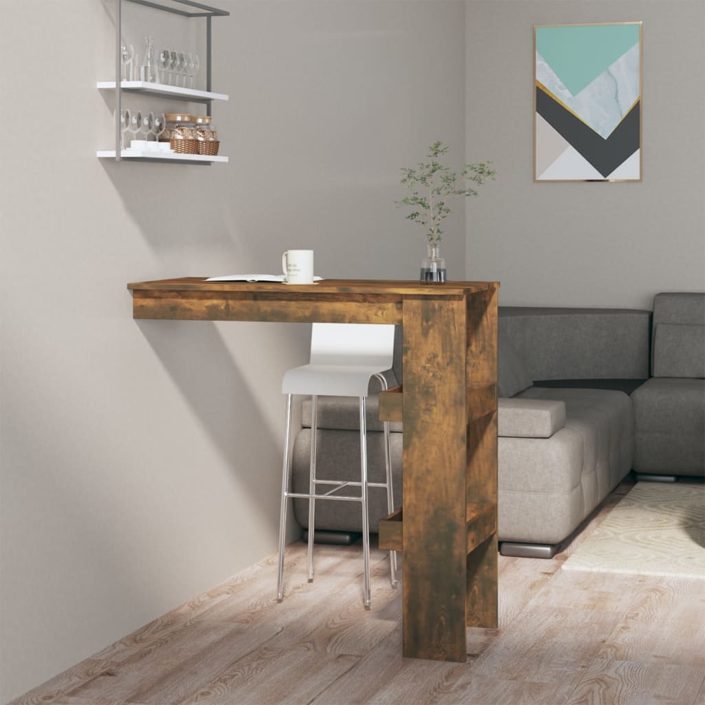 Table de bar murale Chêne fumé 102x45x103,5cm Bois d'ingénierie - XIOS