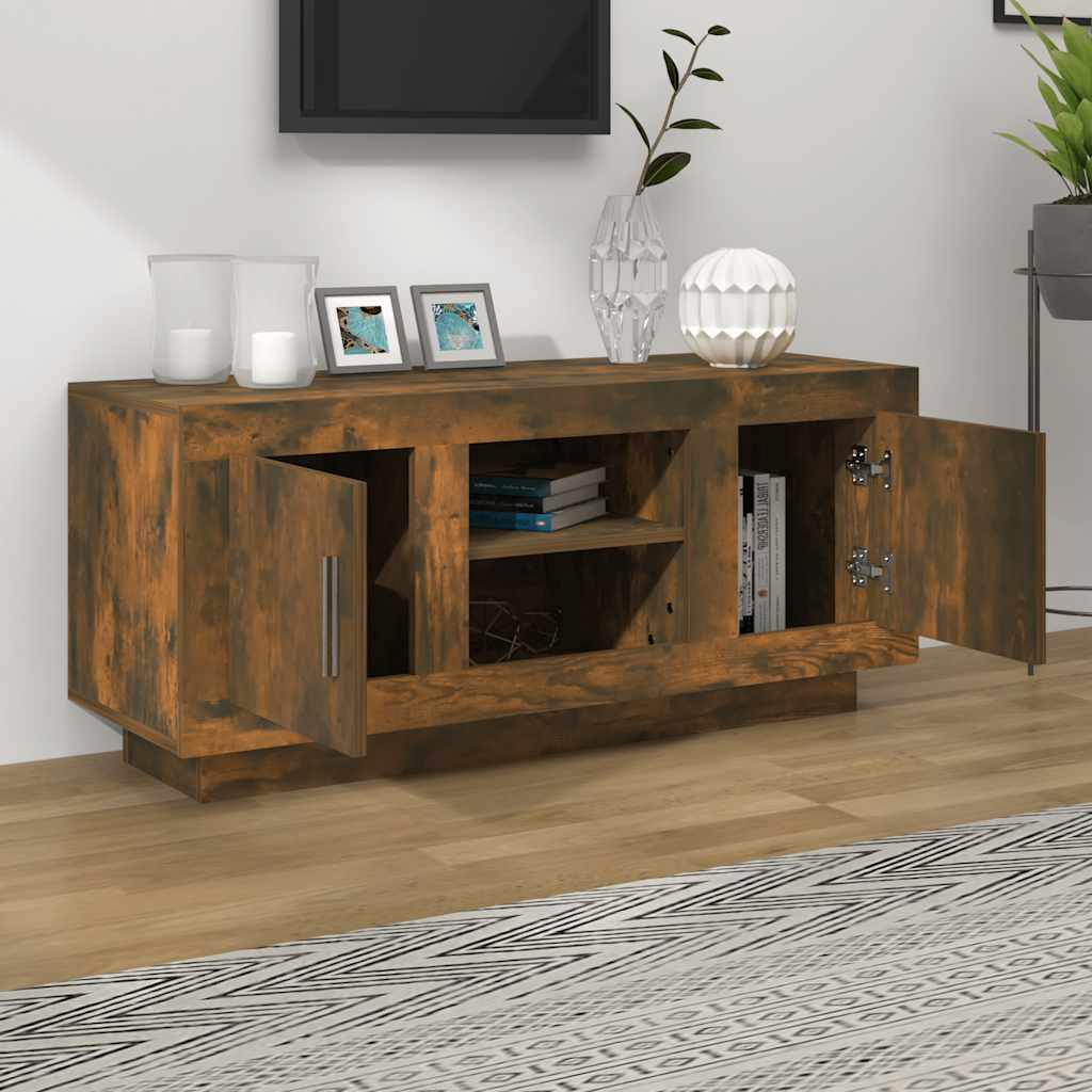 Meuble TV chêne fumé 102x35x45 cm bois d'ingénierie - XIOS