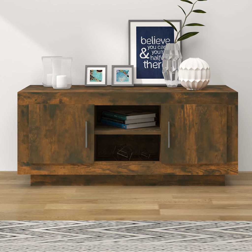 Meuble TV chêne fumé 102x35x45 cm bois d'ingénierie - XIOS