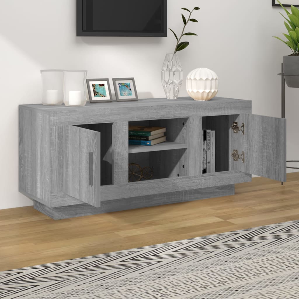 Meuble TV sonoma gris 102x35x45 cm bois d'ingénierie - XIOS