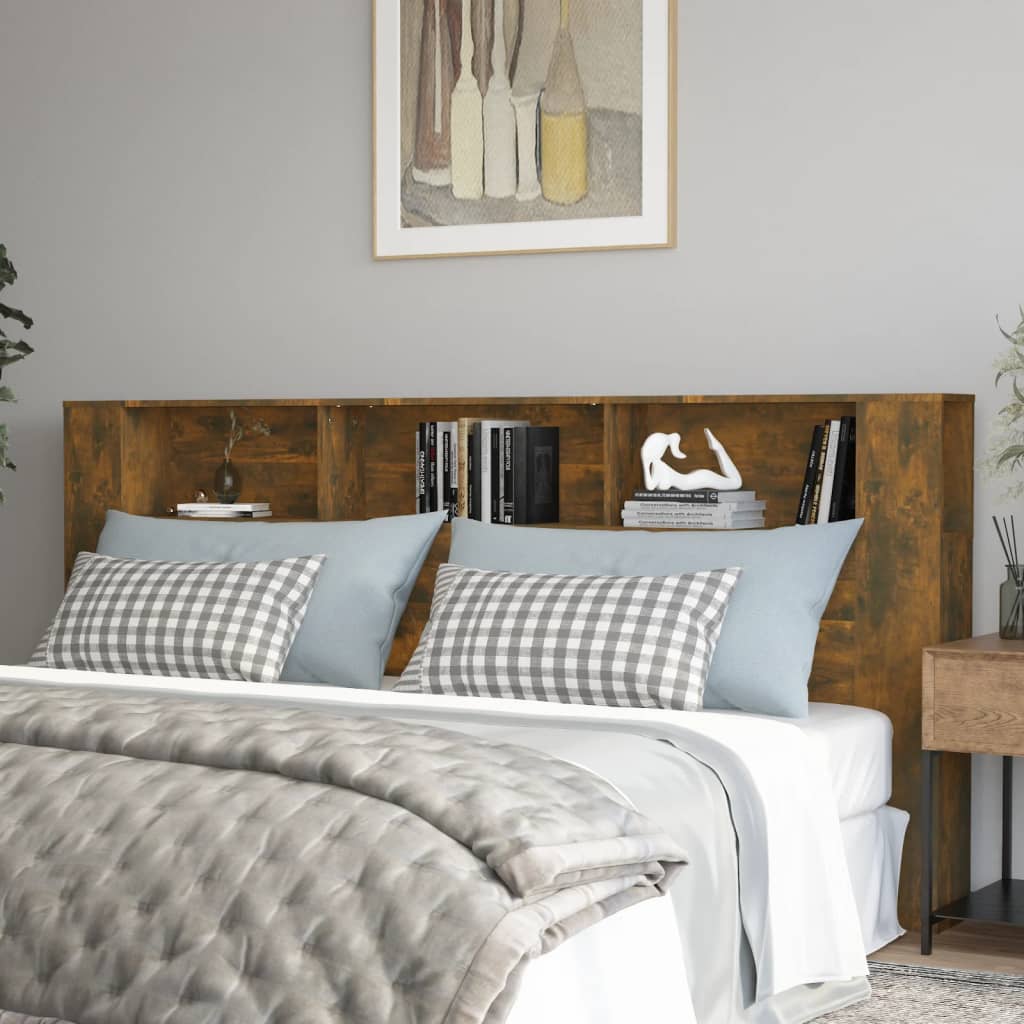 Armoire de tête de lit Chêne fumé 220x18,5x104,5 cm - XIOS