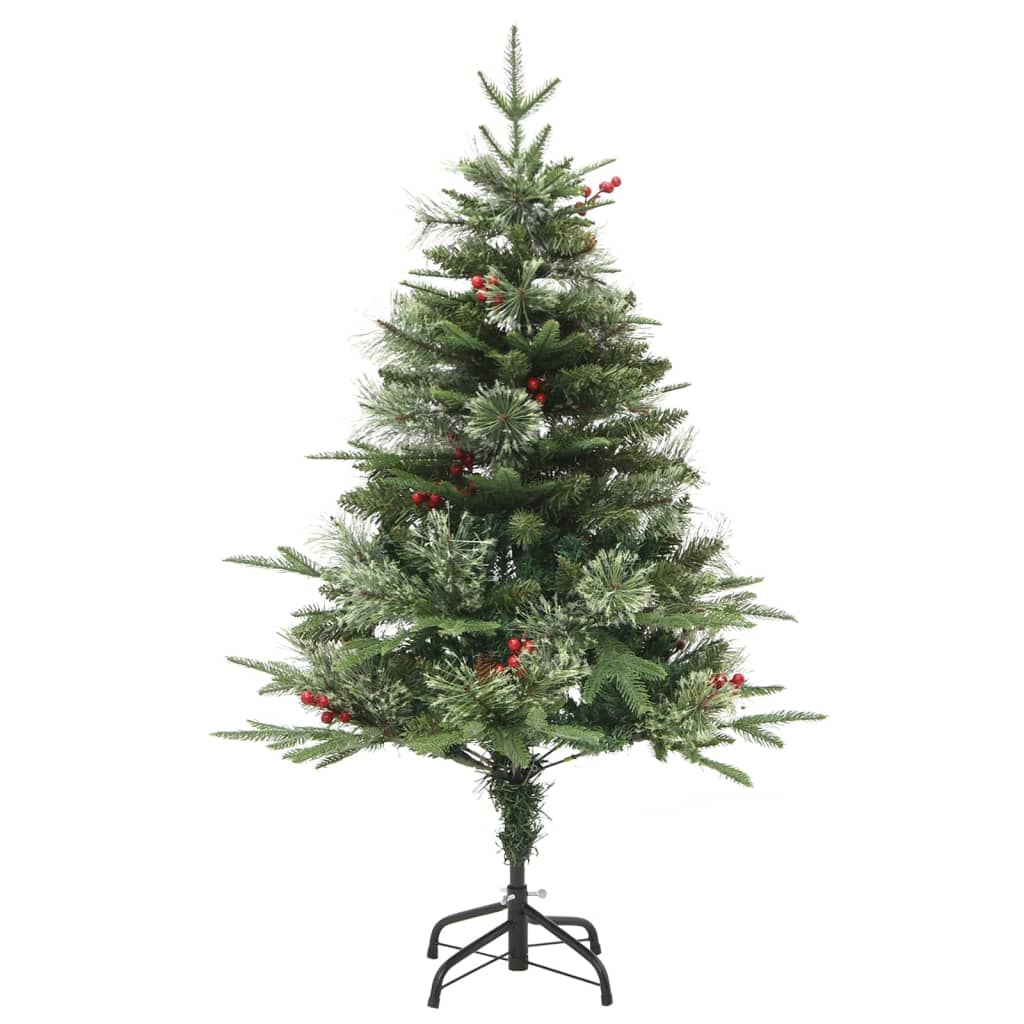 Sapin de Noël pré-éclairé et pommes de pin vert 150cm PVC et PE - XIOS