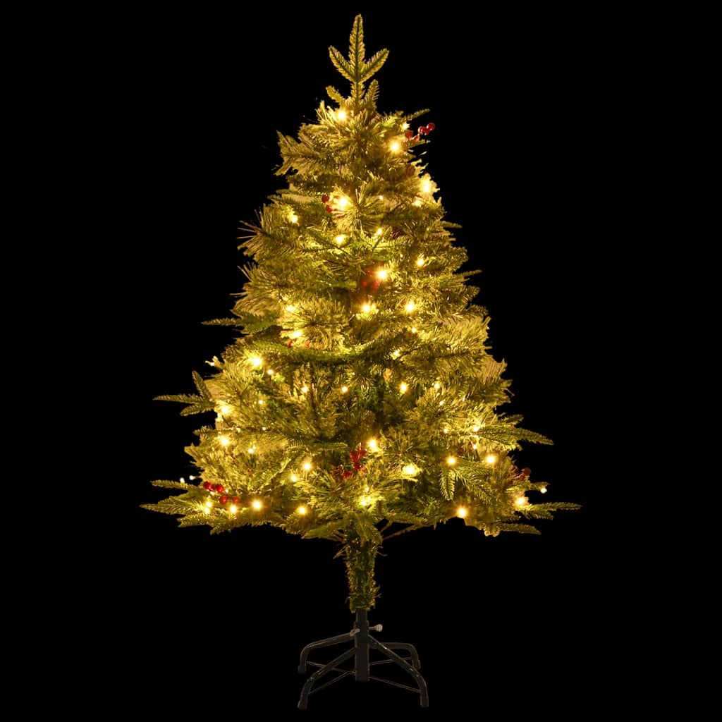 Sapin de Noël pré-éclairé et pommes de pin vert 150cm PVC et PE - XIOS