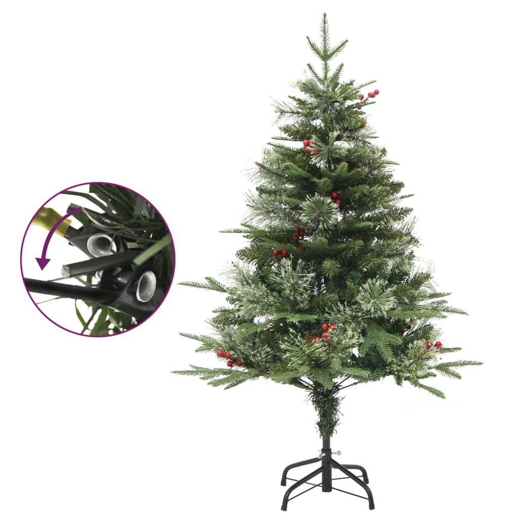 Sapin de Noël pré-éclairé et pommes de pin vert 150cm PVC et PE - XIOS