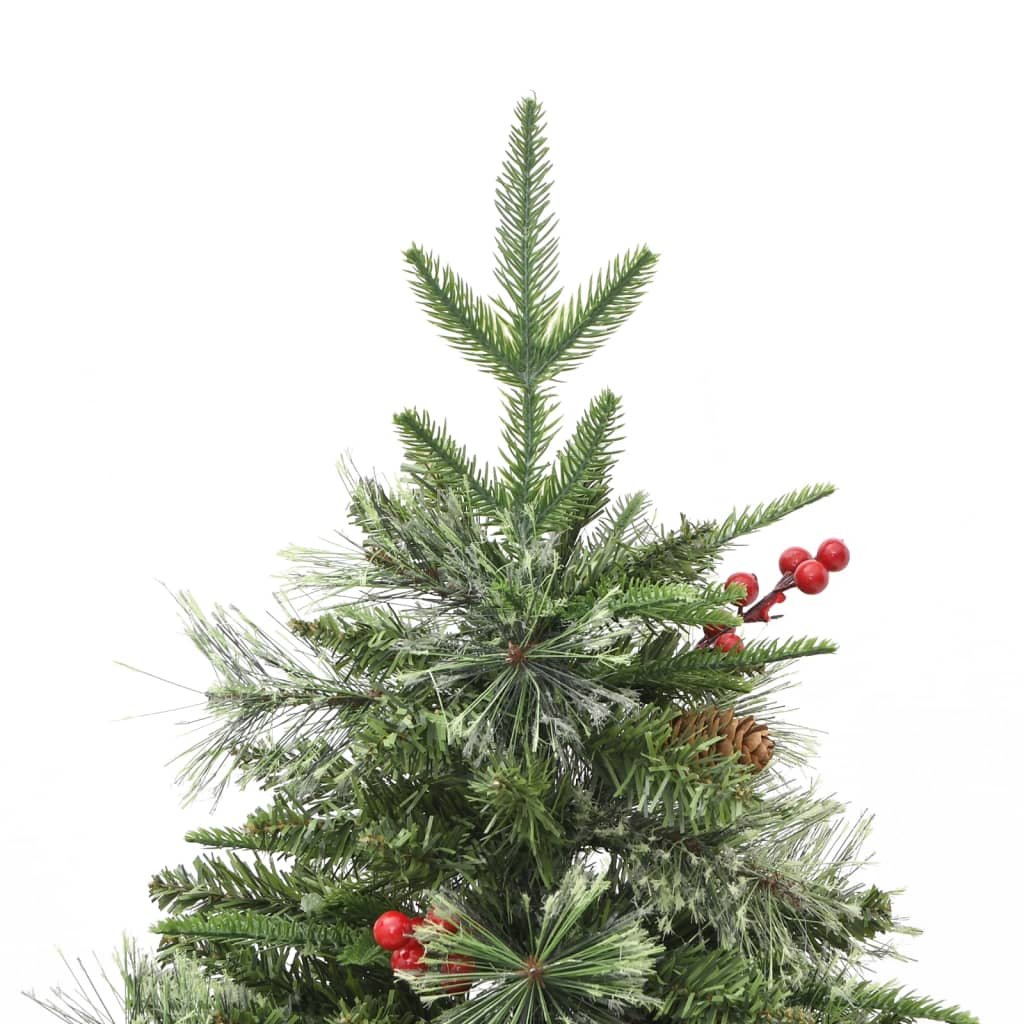 Sapin de Noël pré-éclairé et pommes de pin vert 150cm PVC et PE - XIOS
