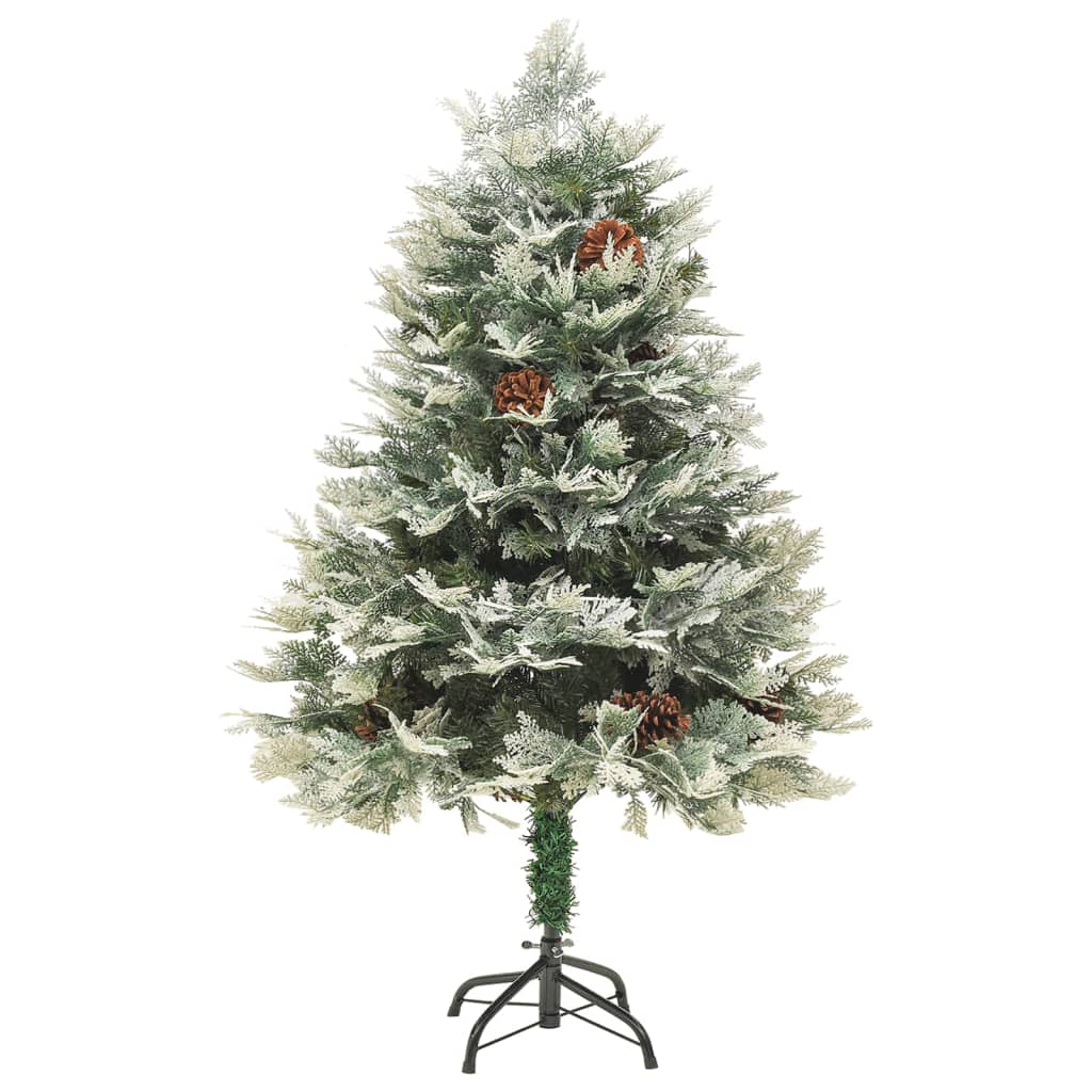 Sapin de Noël pré-éclairé et pommes de pin vert 120cm PVC et PE - XIOS