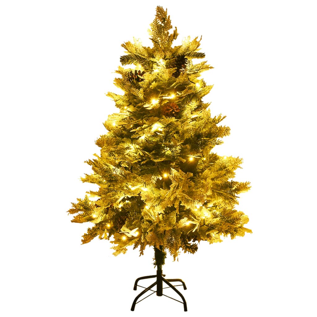 Sapin de Noël pré-éclairé et pommes de pin vert 150cm PVC et PE - XIOS