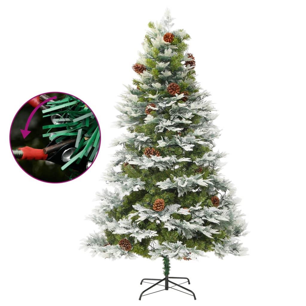 Sapin de Noël pré-éclairé et pommes de pin vert 195cm PVC et PE - XIOS