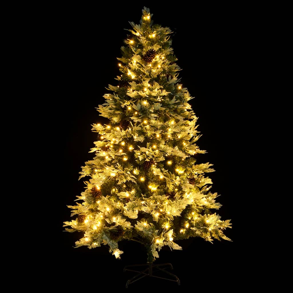 Sapin de Noël pré-éclairé et pommes de pin vert 195cm PVC et PE - XIOS