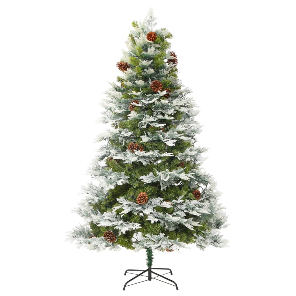 Sapin de Noël pré-éclairé et pommes de pin vert 195cm PVC et PE - XIOS