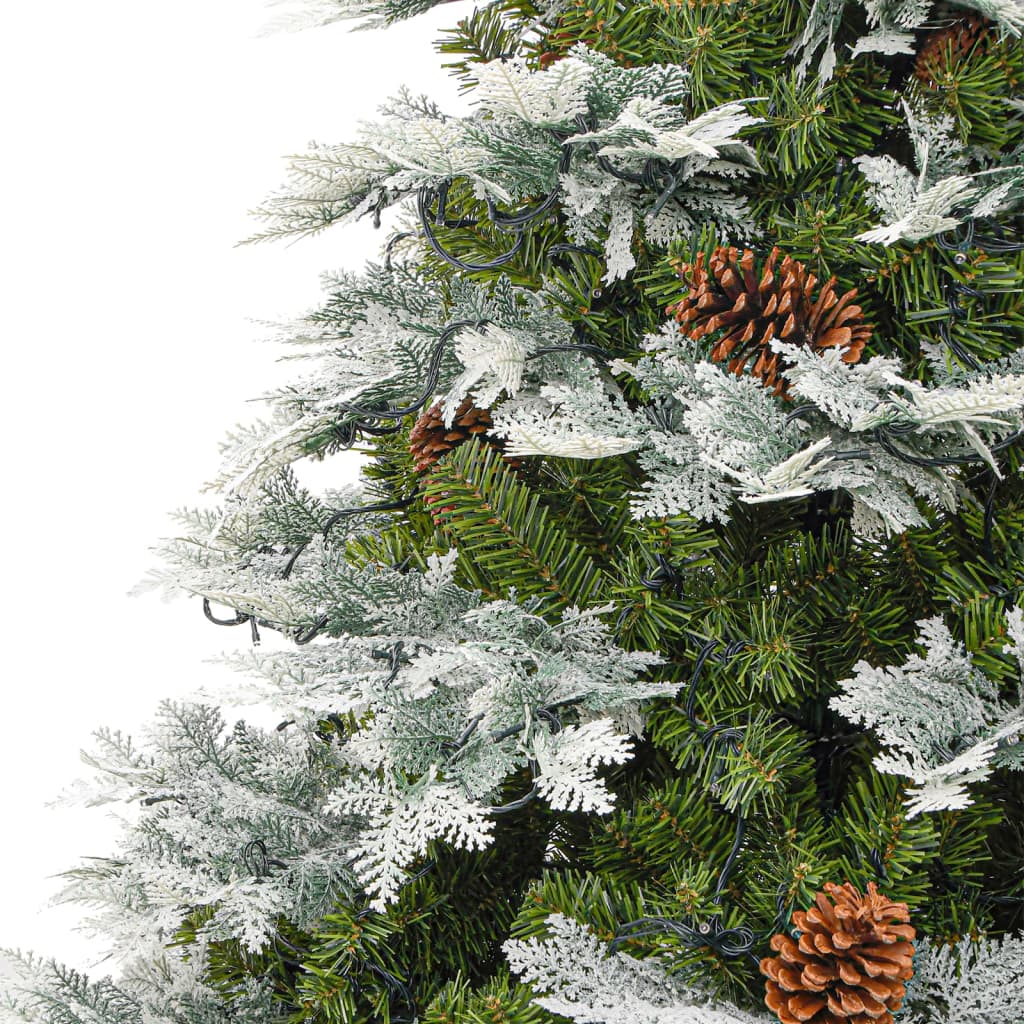 Sapin de Noël pré-éclairé et pommes de pin vert 195cm PVC et PE - XIOS