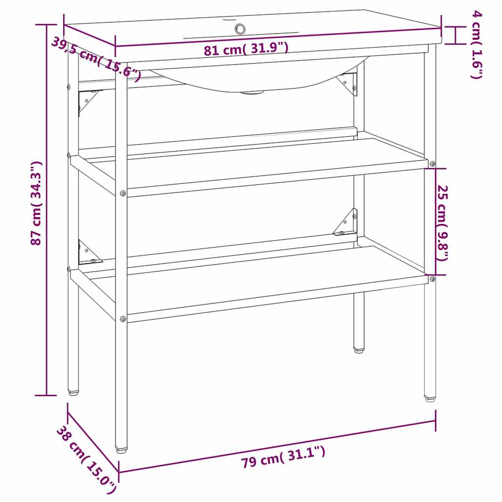 Cadre de lavabo de salle de bain vasque à encastrer Blanc Fer - XIOS