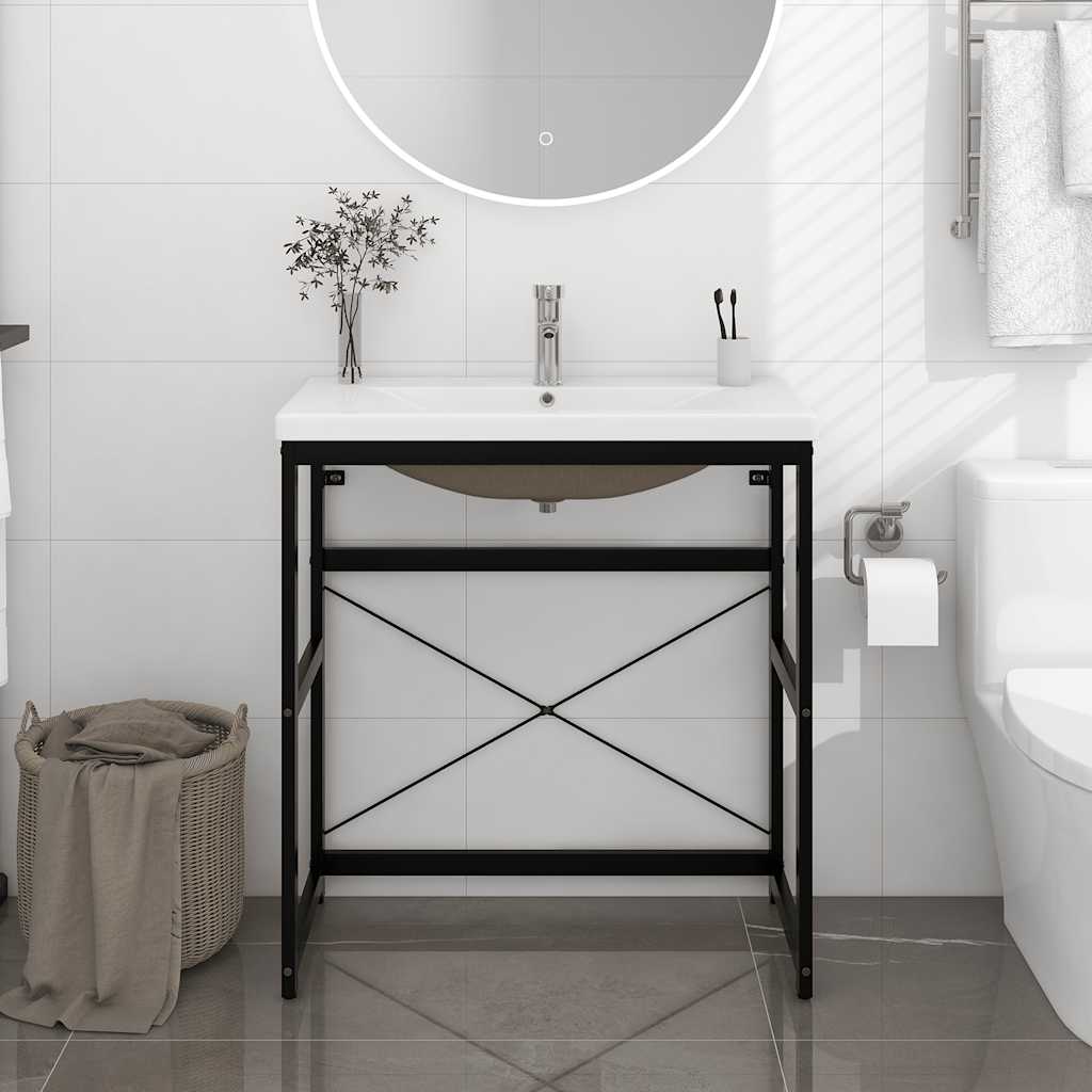 Cadre de lavabo de salle de bain vasque à encastrer Noir Fer - XIOS